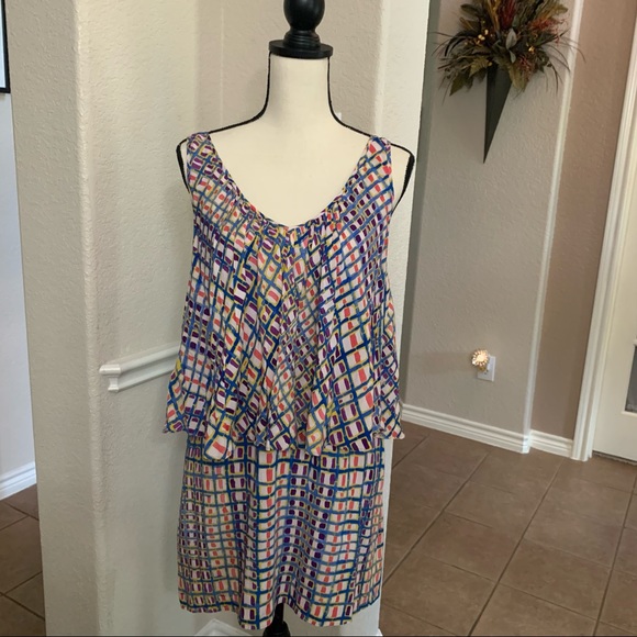 Plenty by Tracy Reese pink & blue geometric print mini sleeveless dress Size S - Picture 7 of 14